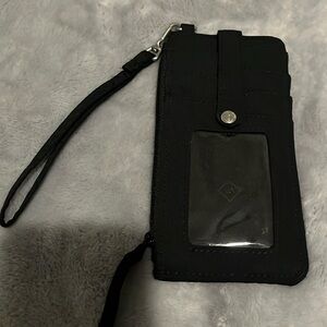 Black wristlet, with 6 card slots and a coin zipper